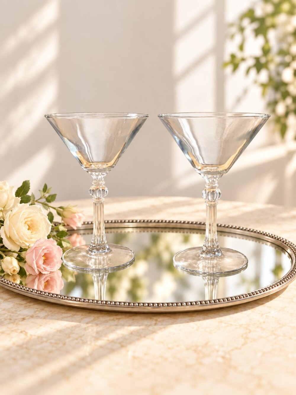 Stardust Libbey Martini Glasses Set of 2 Vintage Clear Cocktail Stemware MCM